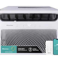 Hisense 8,000 BTU Smart Window Air Conditioner, 3 modes (Cooling, Fan, Dehumidifier), Easy Installation, Ultra Quiet, 