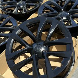 21” Tesla Model S Plaid Factory Wheels Rims Gloss Black New