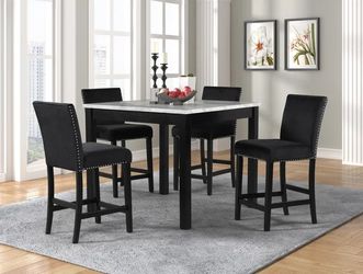 Black Pub Table + 4 Chair Set
