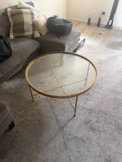 Round Glass Top Coffee Table Gold Frame