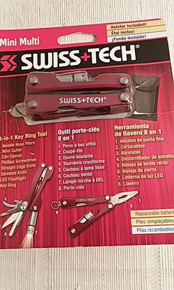 Mini multi swiss+tech pocket-tool with flash light.