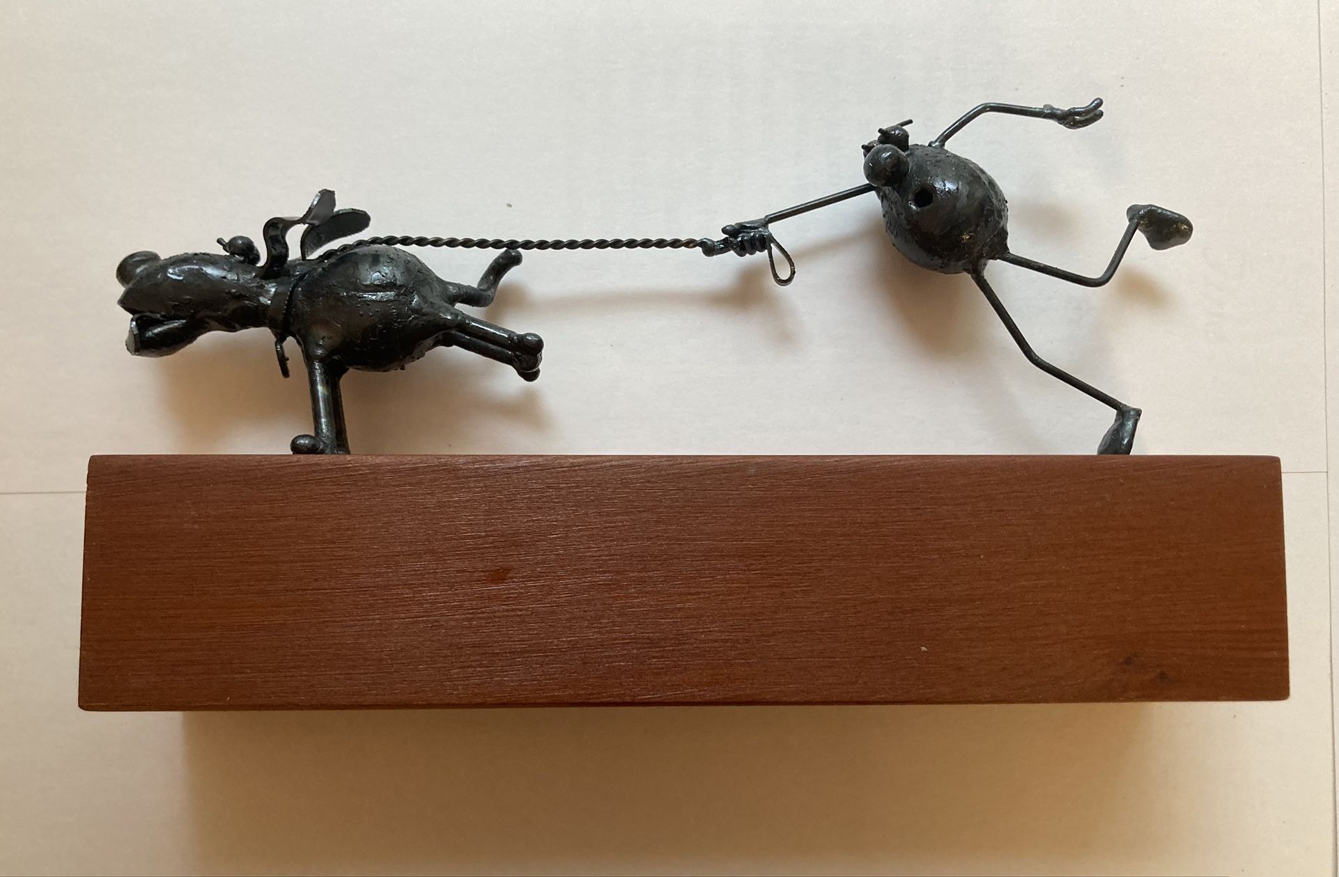 Rare Vintage Original FLEA funny metal figurine “Dog Walker” Hand crafted by Greg Quayle
