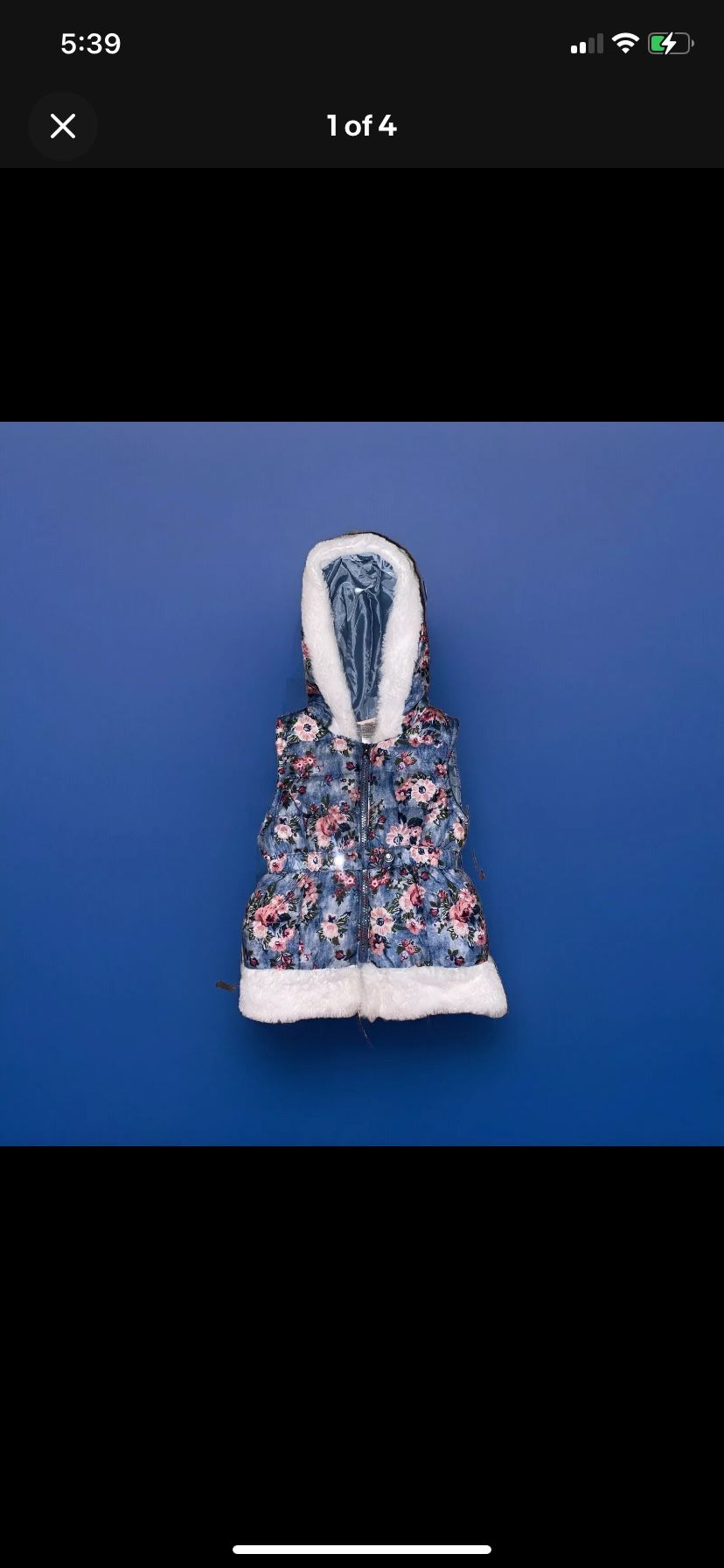 Little Lass Girls Floral Puffer Jacket Size 5