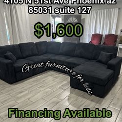 Sectional Bed  Black With Storage And USB Brand New