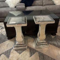 Pearlescent Pedestal Tables