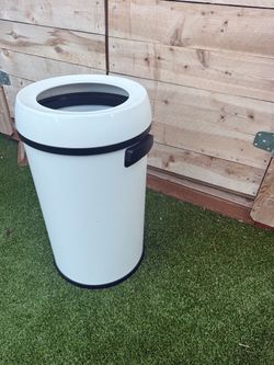 White Open-Top Trash Can