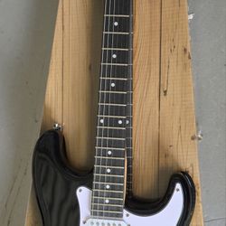 RockJam Black Electric Guitar with Guitar Bag