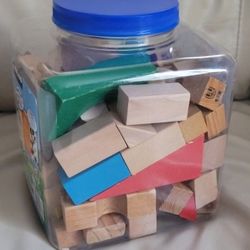Mix Of Vintage Wooden Blocks For Indoor And Outdoor  Playtime.