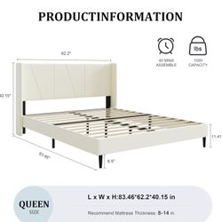 Queen Velvet Bed Frame With Mattress Included $380 - Same Day Delivery Available - Hablo Espanol 