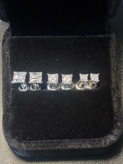 5mm4mm3mm princess cut earrings