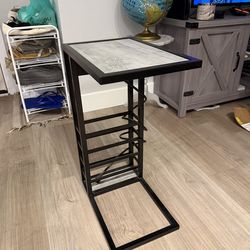C-Shaped Sofa Side Table Black Metal