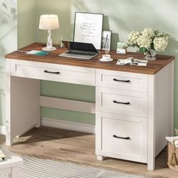 ❤️‍🔥 47-inch Farmhouse Executive Computer Desk with 4 Drawers, for office, $100