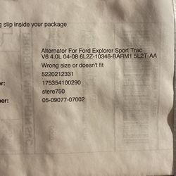 Alternator For Ford Sport Trac 