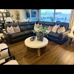 Genuine Leather Reclining Sectional – Like New