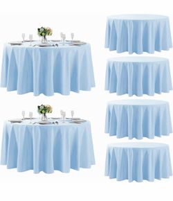 Fokitut 6 Pack Round Tablecloth, 120 Inch, Stain Resistant and Wrinkle Polyester Table Cloth, Fabric Table Cover for Kitchen Dining, Wedding, Party, H