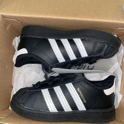 Adidas Originals Superstar Toddler Sneakers – Black/White (Size 7K)
