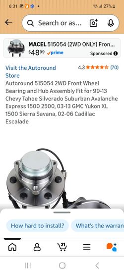 Front wheel hub bearing chevy