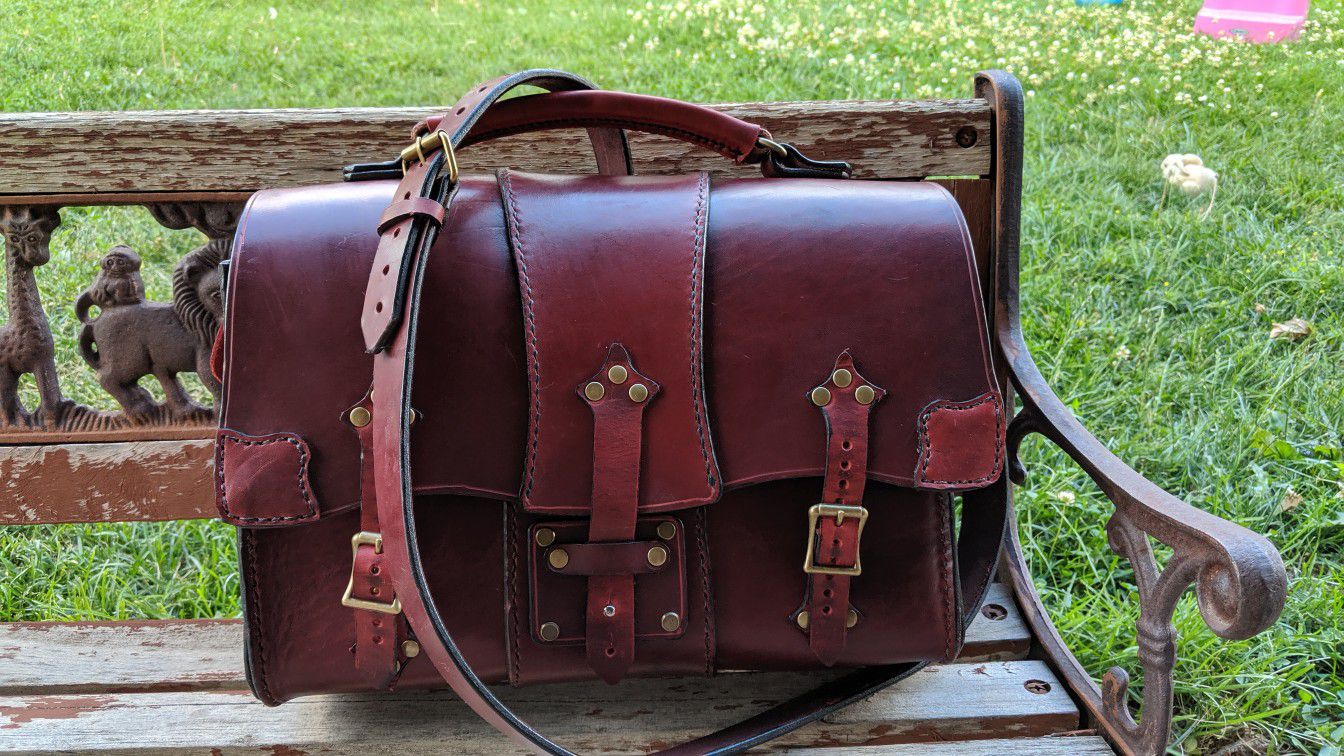 Handmade Italian leather messenger bag