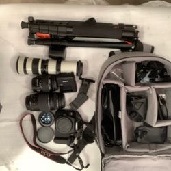 Cannon Rebel T7 With Bag , 4 Lens Two Cannon Lens And A Focus Lens And A 800 To1600 Lens Manuel Lens Plus Tri Pod 
