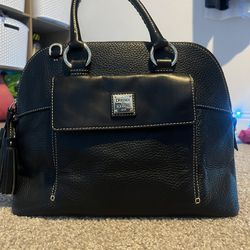 Dooney And Bourke Pebble Black Leather Aubrey Satchel Large Bag