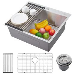 Garvee 25 x 22 Inch Kitchen Sink Drop In Stainless Steel Topmount Deep Single Bowl Kitchen Sink $130