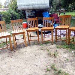 Six Wooden Bar Stools Excellent Shape Delivery Available $50