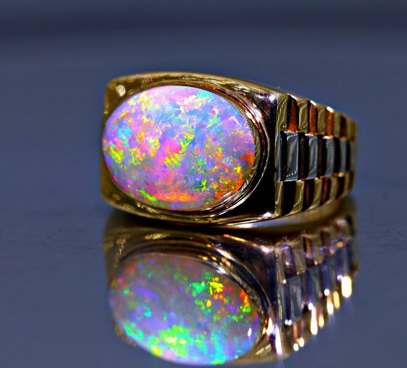 Mens Fire Opal Ring