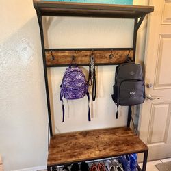 Shoe & Coat Rack With Bench- Entryway 