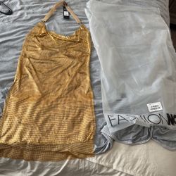 Gold Mini Dress- New