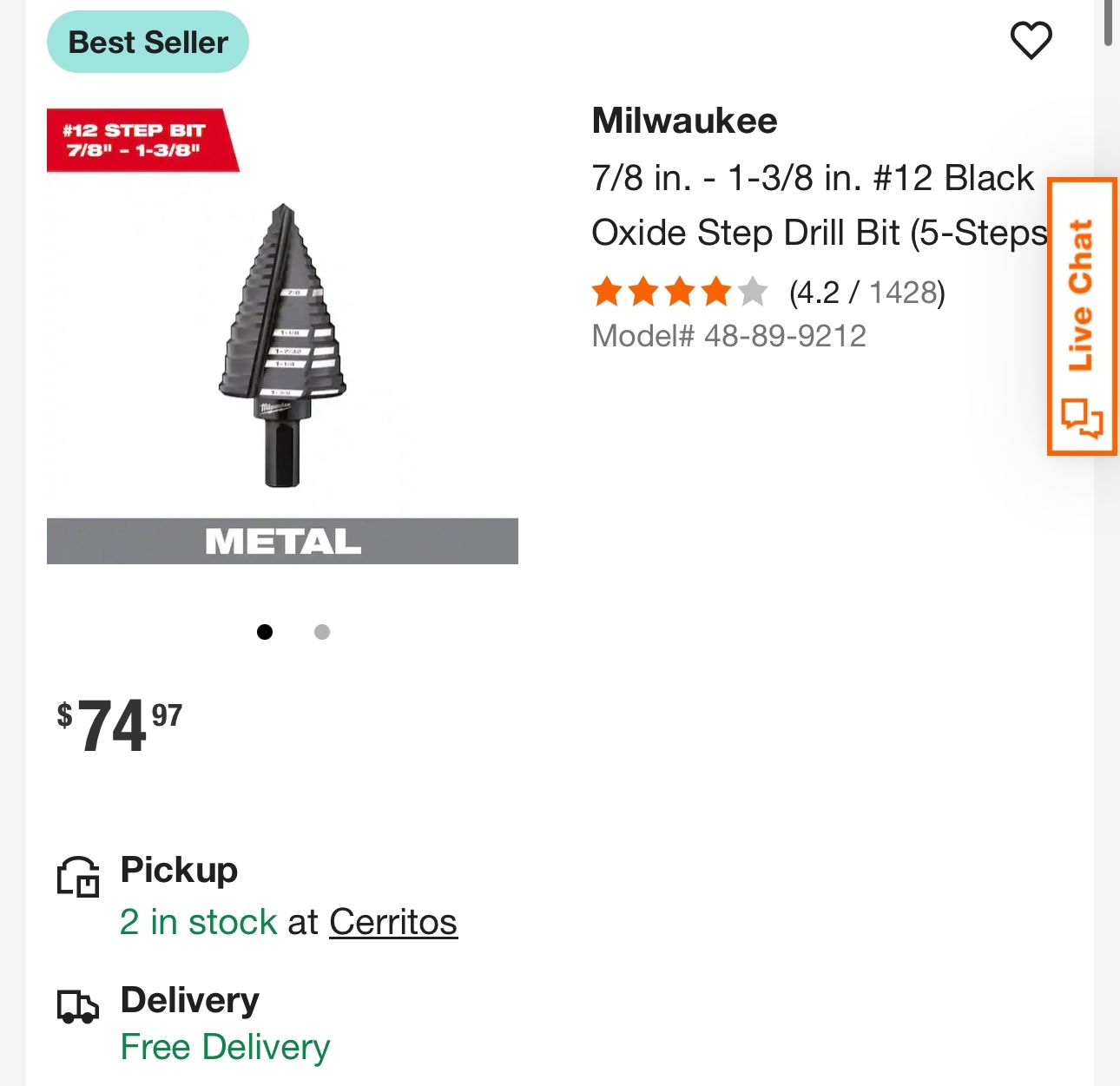 #12 Milwaukee Black Oxide Step Bit