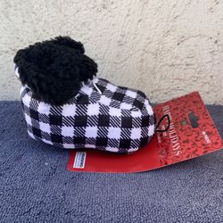 Christmas Black And White Buffalo Slipper Dog Toy.