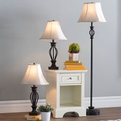 Gambier 3 Piece Table and Floor Lamp Set