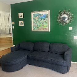 2-piece Navy LINEN couch, Constructed Of Hard Wood