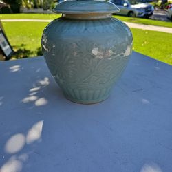 Decorative Ceramic Jar with Lid – Floral Design