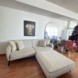 Ivory Sofa w Ottoman 