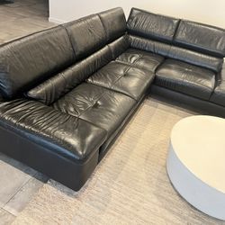 Sectional, Leather, Black