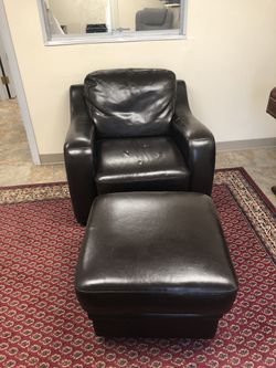 Leather chair an ottoman
