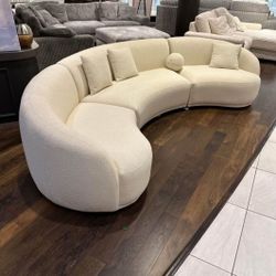 BONITA IVORY BOUCLE 3-PIECE CURVED SECTIONAL