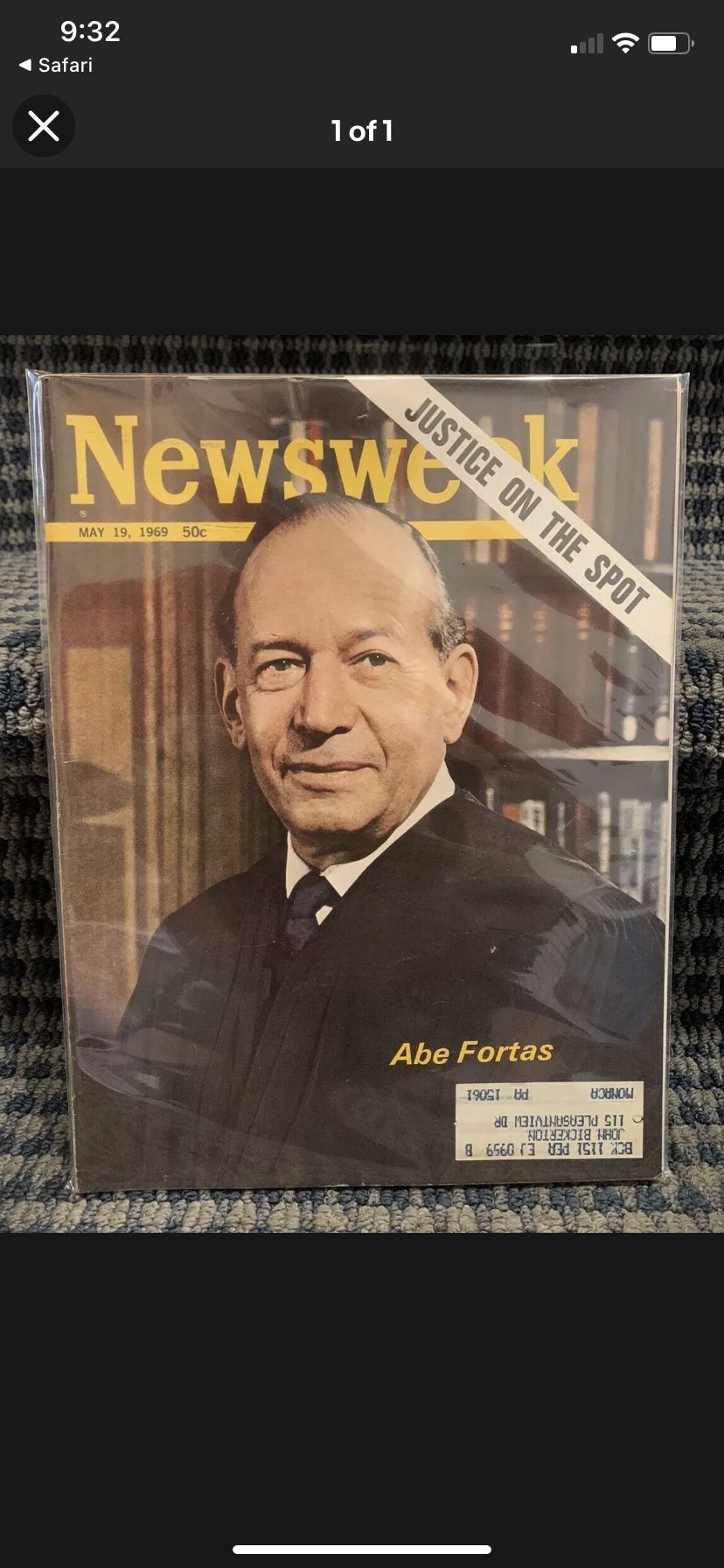 Abe Fortas Newsweek 1969