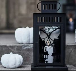 New 17” Halloween black IKEA Kustfyr haunted lantern light decoration (2 avail)