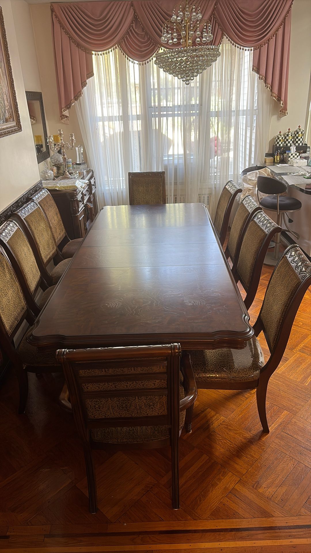 Wood Dining Table With 10 Chairs