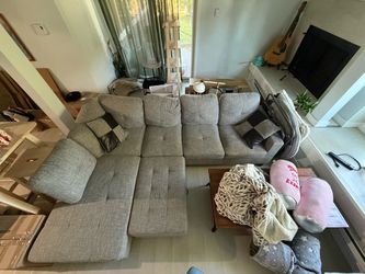 Gray Fabric Sectional Sofa with Chaise