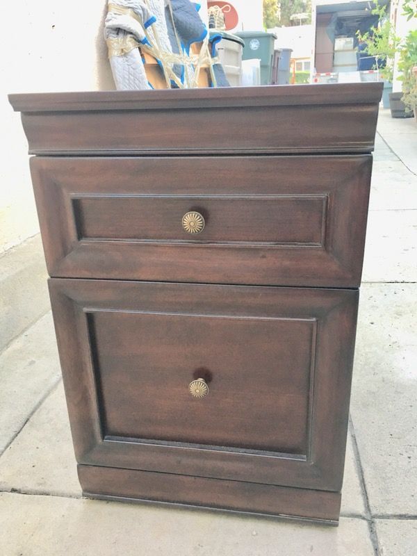vintage 2 TONE Wooden 2 drawer filing CABINET or night stands w/wheels