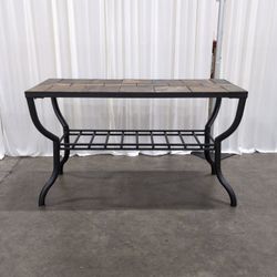 Black Metal Slate Tile Top Console Table with Shelf