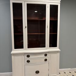 Vintage cherry wood china cabinet painted