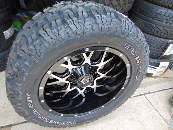 20X10 Black/Machined TIS Rims 305 55 20 Mud Tires *12PLY* *8X170* *-19MM OFFSET*