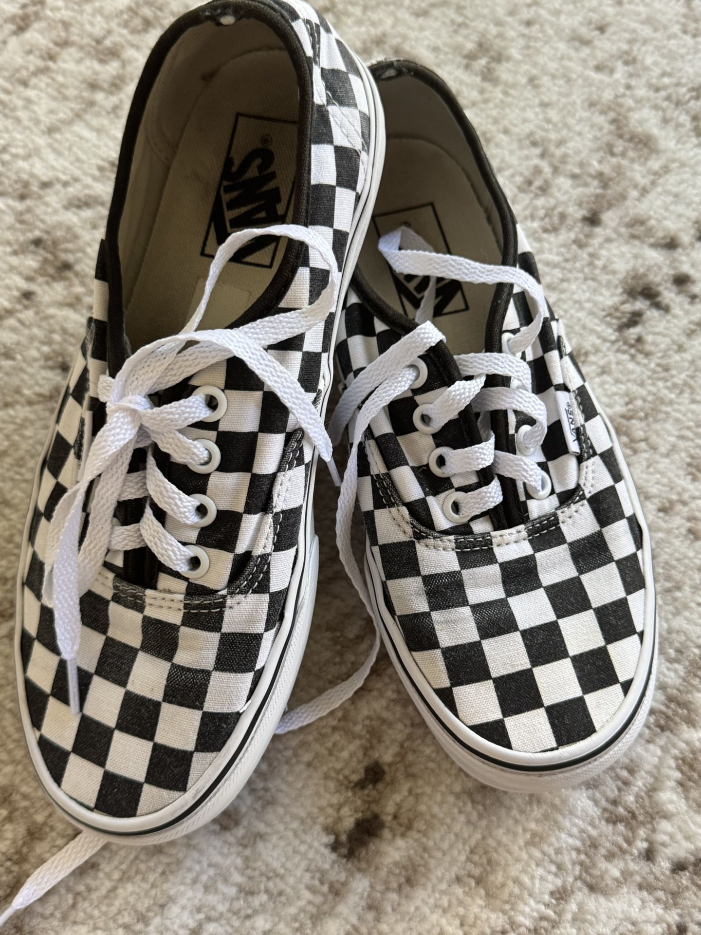Vans Off The Wall Lace Up Shoes Black White Checkerboard Size Men's 6Women 7.5