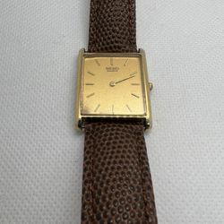 🌰🌕Slim Luxury Vintage GP Rectangular Tank SEIKO Men’s Watch Lizard 80s🌕🌰