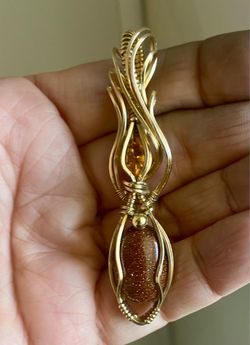 Goldstone & Citrine Crystal Pendant