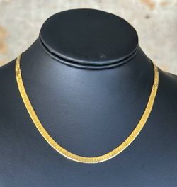 Jewelry 14k solid yellow Cuban herringbone 18.00” Chain necklace 12.90 grams 4.50mm